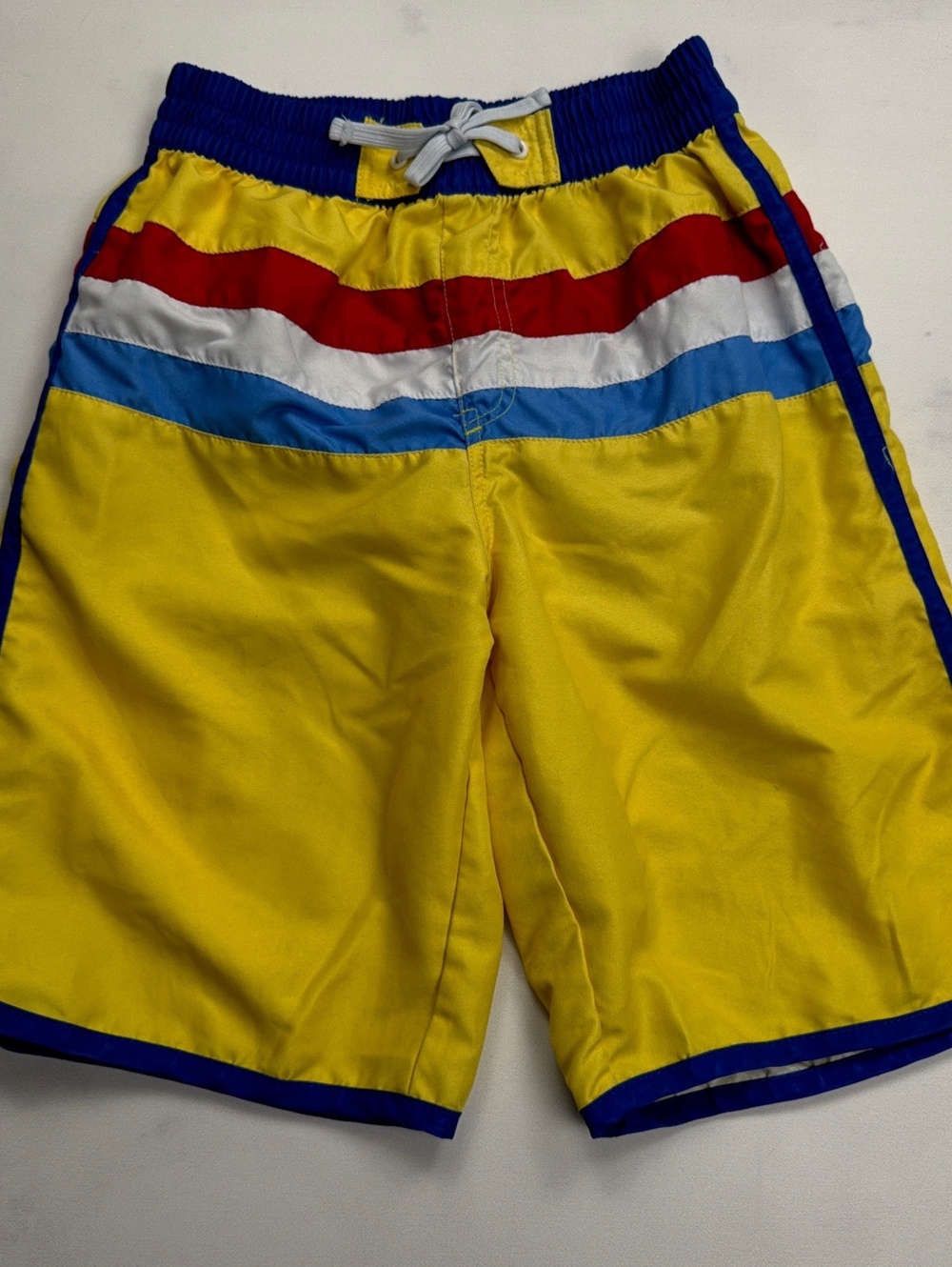 kidpik Swim Trunks Colorblock Striped Elastic Waist - Boys XL